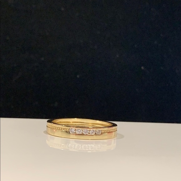 Elegant Gold Band with Diamond Accents - Picture 2 of 3